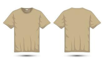 bruin of beige korte mouwen t-shirt voorkant en terug vector