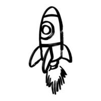 tekening schetsen stijl van raket tekenfilm hand- getrokken illustratie voor concept ontwerp. vector