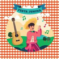 gitarist viert festa junina festivalconcept vector