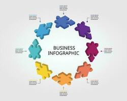 decoupeerzaag puzzel verbinding sjabloon voor infographic voor presentatie voor 8 element vector