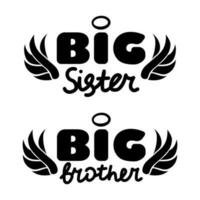 groot zus en groot broer belettering uitdrukking geïsoleerd Aan wit achtergrond. zwart citaat, gemakkelijk schattig familie t-shirt afdrukken ontwerp. vector