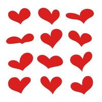 rood hart verzameling icoon set. liefde symbool geïsoleerd Aan wit achtergrond. vector illustratie