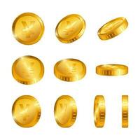 yen goud munten geïsoleerd Aan wit achtergrond. vector illustratie