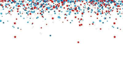 viering confetti in nationaal kleuren van Verenigde Staten van Amerika. vakantie confetti in ons vlag kleuren. 4e juli onafhankelijkheid dag achtergrond vector