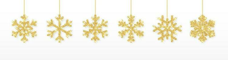 schijnend goud sneeuwvlokken Aan wit achtergrond. Kerstmis en nieuw jaar achtergrond. vector illustratie