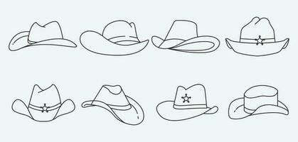 divers bundel cowboy hoed icoon lijn kunst ontwerp, reeks hoed cowboy verzameling vector ontwerp.
