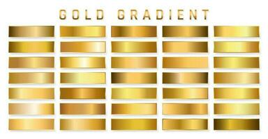 verzameling van gouden metalen verloop. briljant borden met goud effect. vector illustratie