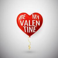 worden mijn valentijn. gelukkig valentijnsdag dag. rood helium ballon in het formulier van hart. vector illustratie