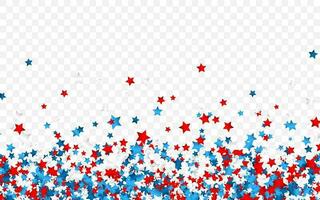 viering confetti in nationaal kleuren van Verenigde Staten van Amerika. vakantie confetti in ons vlag kleuren. 4e juli onafhankelijkheid dag achtergrond vector