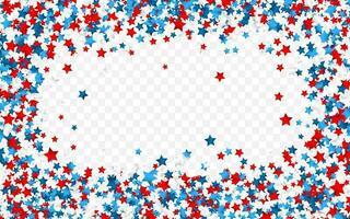 viering confetti in nationaal kleuren van Verenigde Staten van Amerika. vakantie confetti in ons vlag kleuren. 4e juli onafhankelijkheid dag achtergrond vector