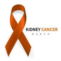 nationaal nier kanker bewustzijn maand. realistisch oranje lint symbool. medisch ontwerp. vector illustratie
