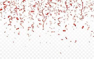 rood confetti. viering carnaval linten. luxe groet kaart. vector illustratie