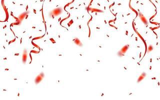 rood confetti. viering carnaval linten. luxe groet kaart. vector illustratie