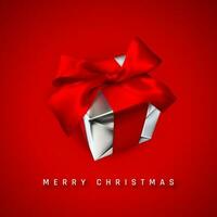 vrolijk kerstmis. realistisch geschenk doos met rood boog. vakantie achtergrond. vector illustratie