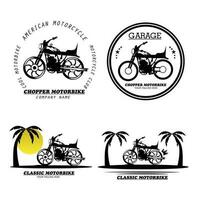 wijnoogst klassiek motorfiets silhouet verzameling reeks vector