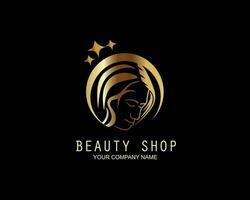 schoonheid winkel logo met goud kleur vector