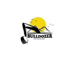 bulldozer logo wijnoogst ontwerp vector