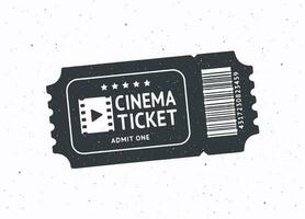 silhouet van een bioscoop ticket met streepjescode. vector illustratie. papier retro coupon voor film binnenkomst. film industrie symbool. patroon voor uithangborden, vitrines, affiches. geïsoleerd wit achtergrond