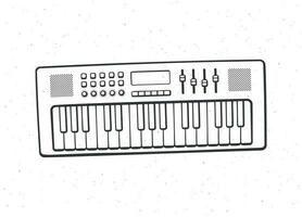 elektronisch toetsenbord musical instrument synthesizer. schets. vector illustratie. modern elektro piano. knal, disco, dans, jazz- apparatuur. hand- getrokken schetsen. geïsoleerd wit achtergrond