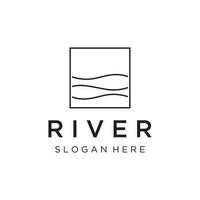 logos van rivieren, kreken, rivieroevers en stromen. rivier- logo met combinatie van bergen en bouwland met concept ontwerp vector illustratie sjabloon.