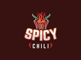 heet Chili logo ontwerp, restaurant logo, rood Chili logo voor restaurant. rood en groen Chili logo met zwart achtergrond. vector