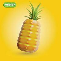 ananas 3d voorwerp vector en geel fruit voor zomer