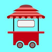 voedsel kar voor handelaar met teken winkel, trolley in vlak vector illustratie ontwerp