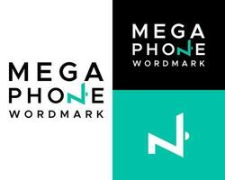 een logo voor mega telefoon woordmerk vector