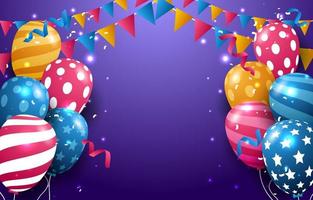 verjaardag met realistische kleurrijke ballonachtergrond vector