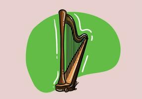 keltisch harp geïsoleerd Aan achtergrond, vector illustratie van nationaal Iers draad musical instrument