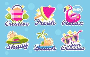 set zomer stickers vector