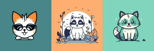 schattig kawaii wasbeer tekenfilm illustratie vector