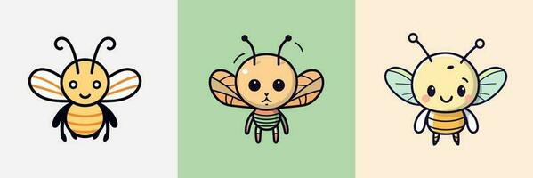 schattig kawaii insect bugs tekenfilm illustratie vector