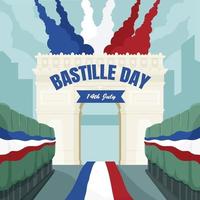 bastille dag 14 juli bij arc de triomphe illustratie vector