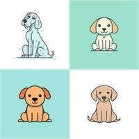 schattig hond kawaii tekenfilm puppy chibi illustratie reeks verzameling vector