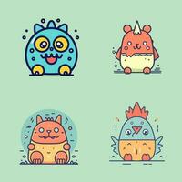 schattig mascotte monster kawaii karakter tekenfilm illustratie reeks verzameling vector