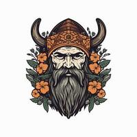 een woest viking krijger hand getekend logo ontwerp, perfect voor een sport- team of merk willen naar overbrengen sterkte en veerkracht vector