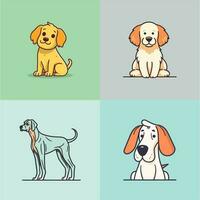 schattig hond kawaii tekenfilm puppy chibi illustratie reeks verzameling vector