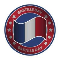 Bastille dag of Frans nationaal dag insigne ontwerp, logo, zegel, embleem, sticker, stempel, label, lap vector illustratie, bastiel dag is gevierd Aan 14 juli elk jaar in Frans met grunge structuur