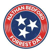 nathan bedford Forrest dag insigne ontwerp, logo, embleem, lapje, stempel, zegel, sticker, label, banier, vintage, retro, vector illustratie