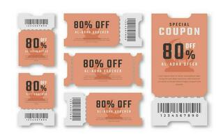 al adha uitverkoop coupon korting tegoedbon 80 procent uit voor promo code, winkelen, afzet en het beste promo kleinhandel prijzen vector illustratie