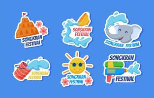 songkran festival sticker vector