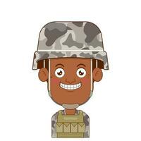 soldaat glimlach gezicht tekenfilm schattig vector