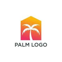 palm boom logo ontwerp ilustration met huis concept vector