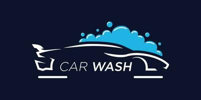 automotive wassen of auto wassen logo met creatief auto vorm en bubbel ontwerp vector