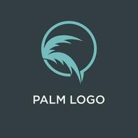 palm boom logo ontwerp sjabloon met cirkel element vector