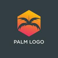 palm logo ontwerp sjabloon met zeshoek stijl concept vector