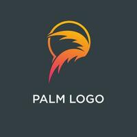 palm boom logo ontwerp sjabloon met cirkel element vector