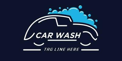 automotive wassen of auto wassen logo met creatief auto vorm en bubbel ontwerp vector