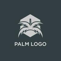 palm logo ontwerp sjabloon met zeshoek stijl concept vector